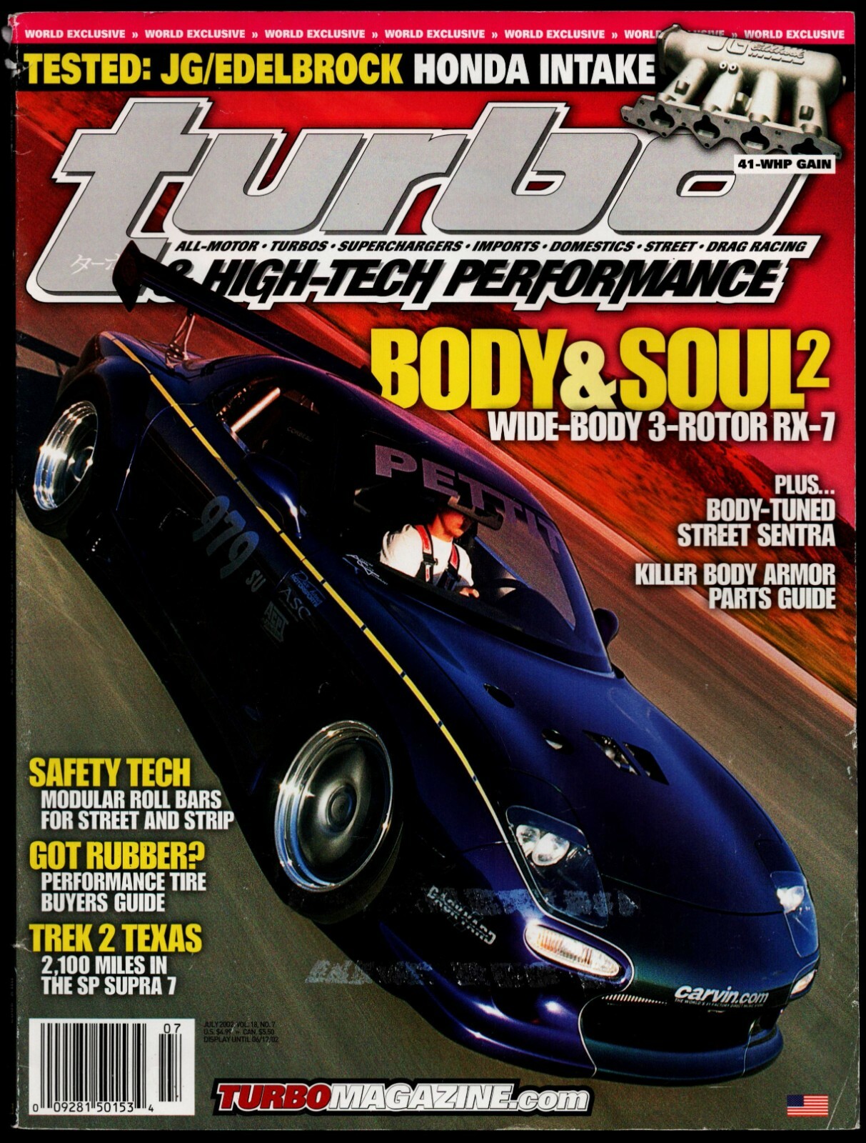 JULY 2002 TURBO & HI-TECH PERFORMANCE MAGAZINE, MAZDA RX-7 JULY 2002 TURBO & HI-TECH PERFORMANCE MAGAZINE, MAZDA RX-7