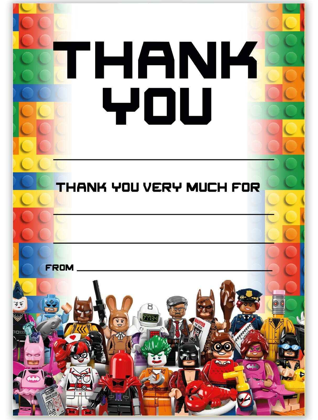 children-party-thank-you-postcards-kids-thank-you-cards-block-theme-invites-ebay