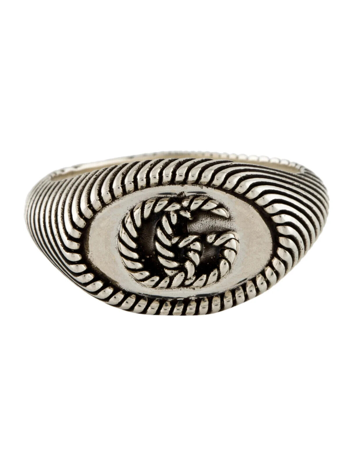 $345 GUCCI Sterling Silver Interlocking G Logo Unisex Ring $345 GUCCI Sterling Silver Interlocking G Logo Unisex Ring
