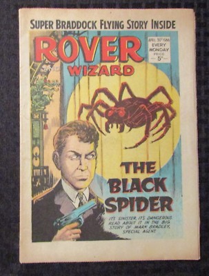 1966 April 30  ROVER AND WIZARD UK Weekly VG+ 4.5 The Black Spider