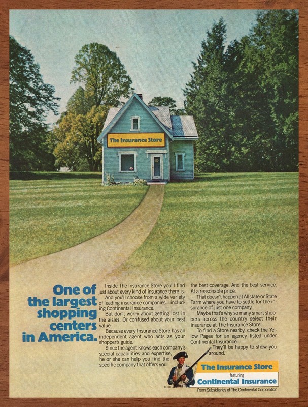 1978 The Insurance Store Vintage Print Ad/Poster Continental 70s Retro