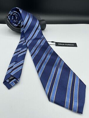 David Donahue Men's 100% Silk Tie ~ Blue ~ Striped ~ Hand Made in the USA!