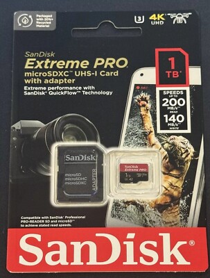 SanDisk 1TB Extreme Pro 200MB/s MicroSD MicroSDHC UHS-I Memory Card