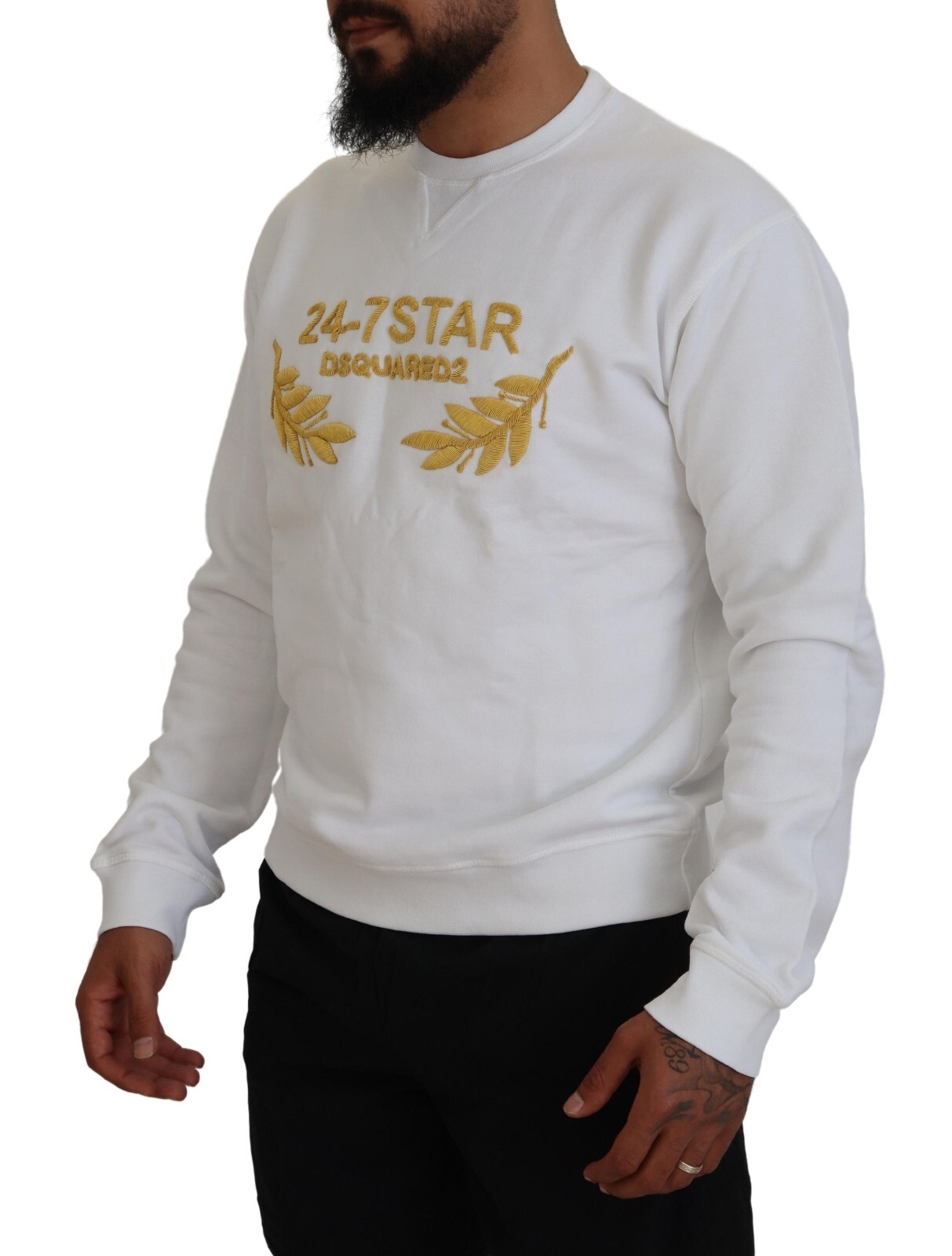 Pre-owned Dsquared2 Sweater White Embroidered Crewneck Sweatshirt It46/us36/s Rrp 660usd