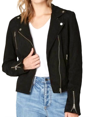 NEW DSTLD LOS ANGELES BLACK SUEDE LEATHER MOTO BIKER JACKET SIZE XS