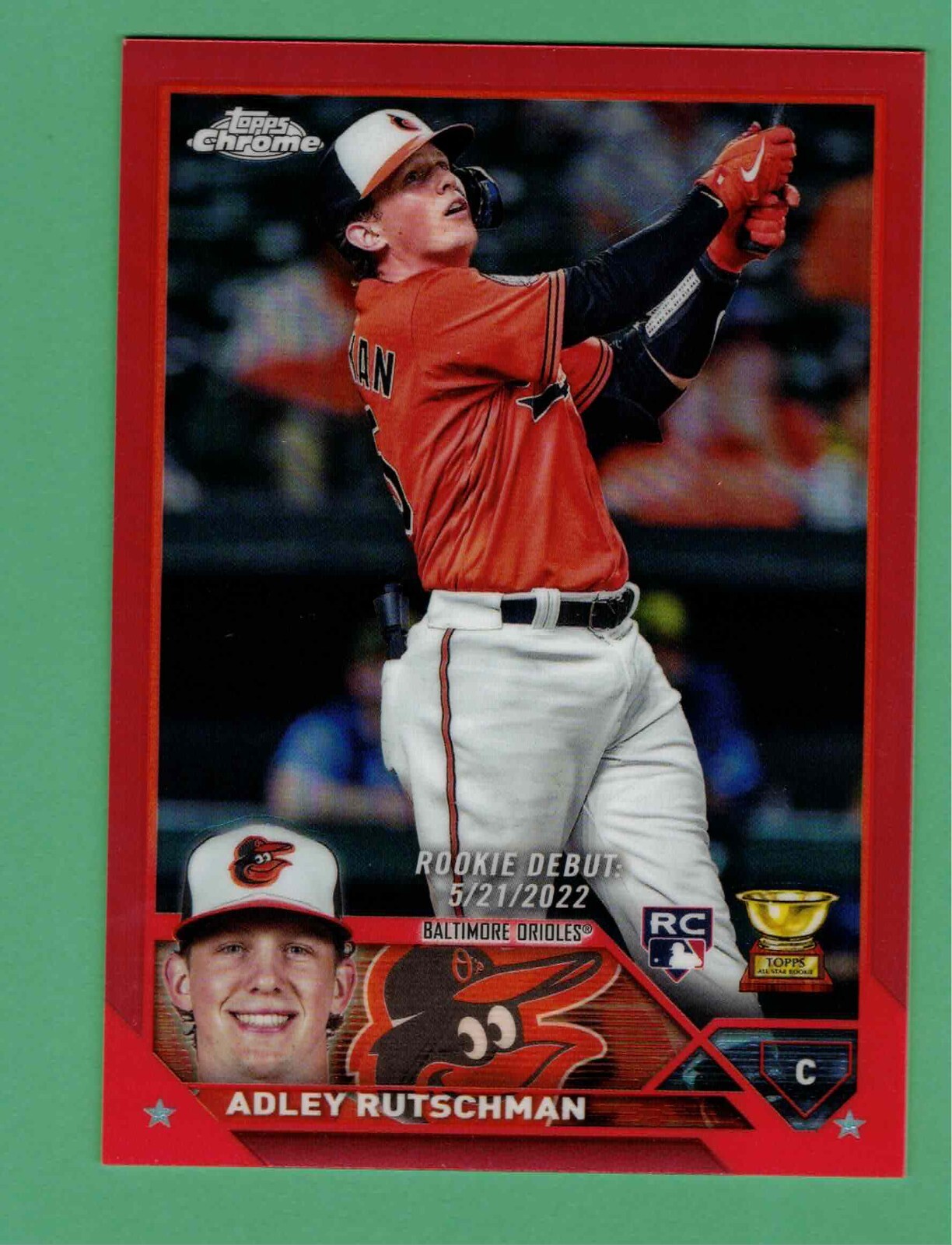 2023 TOPPS CHROME UPDATE ADLEY RUTSCHMAN RED REFRACTOR