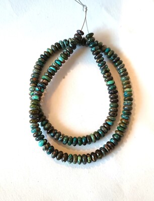 OLD STOCK CLOUD MOUNTAIN TURQUOISE 5-6MM RONDELLE BEADS - 15.75'' Strand - 3071E