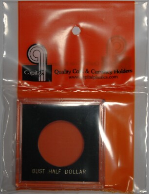 Capital Holder For Bust Half 1/2 Dollar Coin 2.5x2.5 Black Snaplock Case Capsule