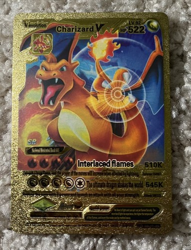 V 纏め foilカード Pokémon Charizard V Gold Foil Pokémon Card 079/073 Fan Art