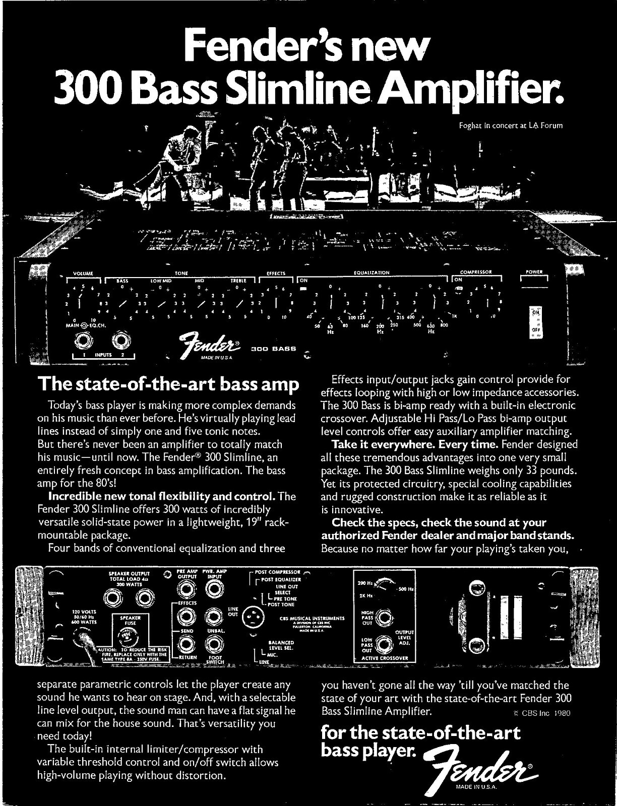 VINTAGE 1980 FENDER 300 BASS SLIMLINE AMP GUITAR PRINT