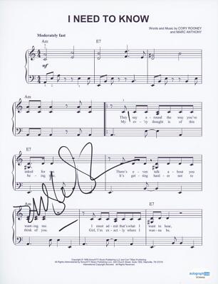 Marc Anthony AUTOGRAPH Signed Autographed 'I Need to Know' Sheet Music ACOA