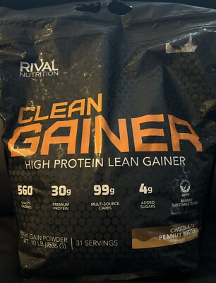 Rival Clean Gainer, Chocolate Peanut  10 Pound, Delicious Lean Mass Gainer 10lb