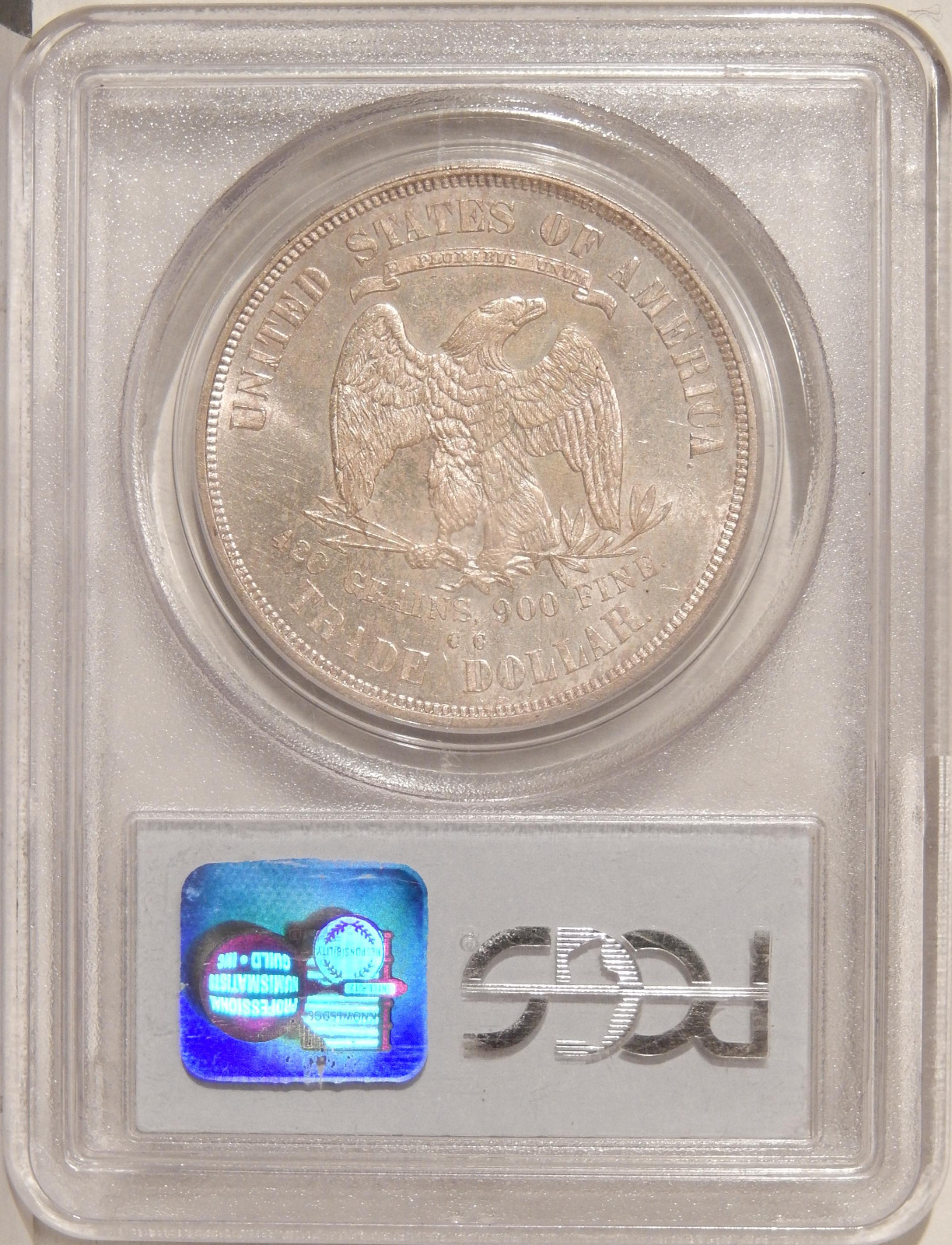 1875-CC $1 PCGS MS-63 ~ CARSON CITY SILVER TRADE DOLLAR IN OLDER HOLDER