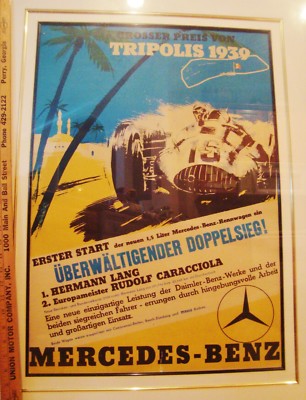 ORIGINAL 1939 GRAND PRIX OF TRIPOLI RACE POSTER 30