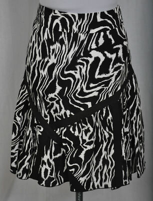NWT $175 size 2 ETCETERA VINTAGE BLACK WHITE ZEBRA PRINT FLARED LINEN SKIRT