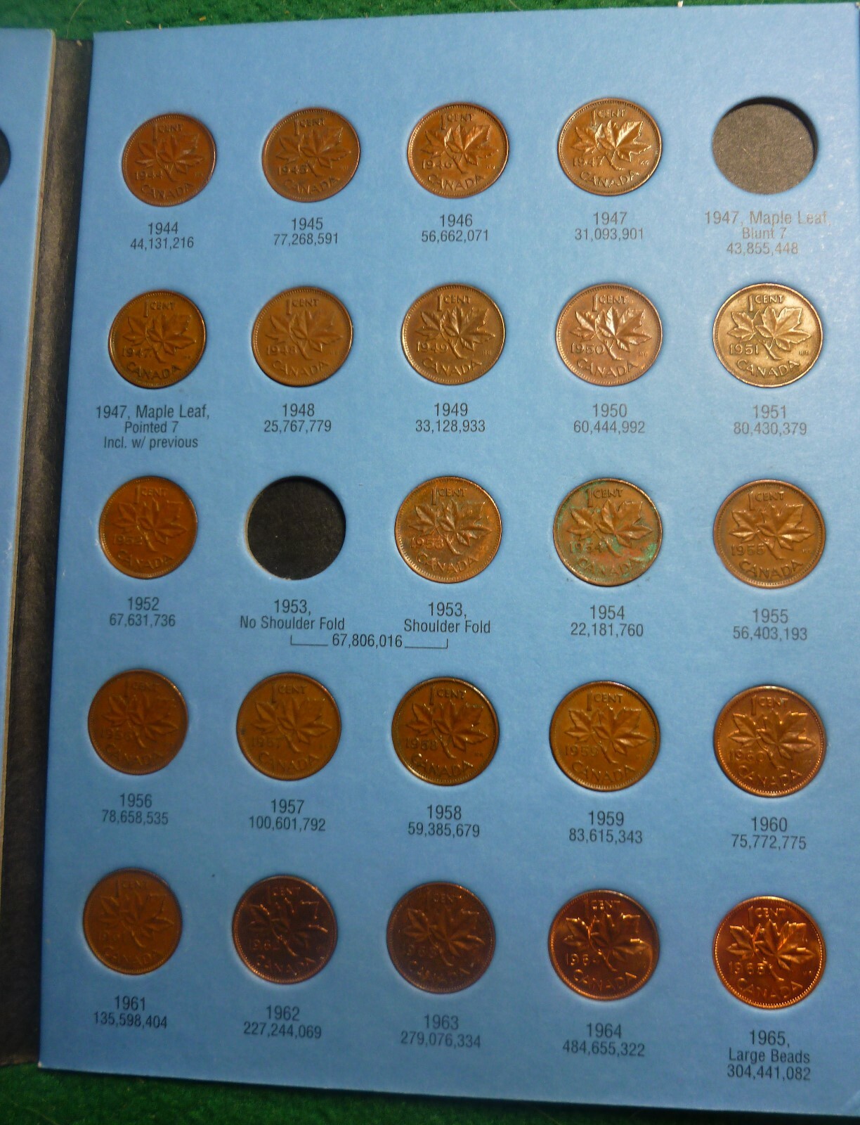 Canadian Cent Collection 1920 to 1988 in folder   #CC2088