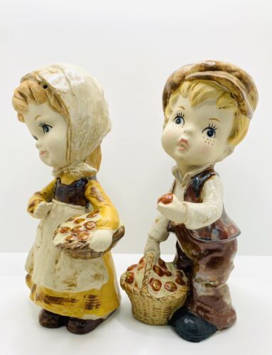 ::Vintage Ceramic Japan Figurine Set Of 2 Country Design 