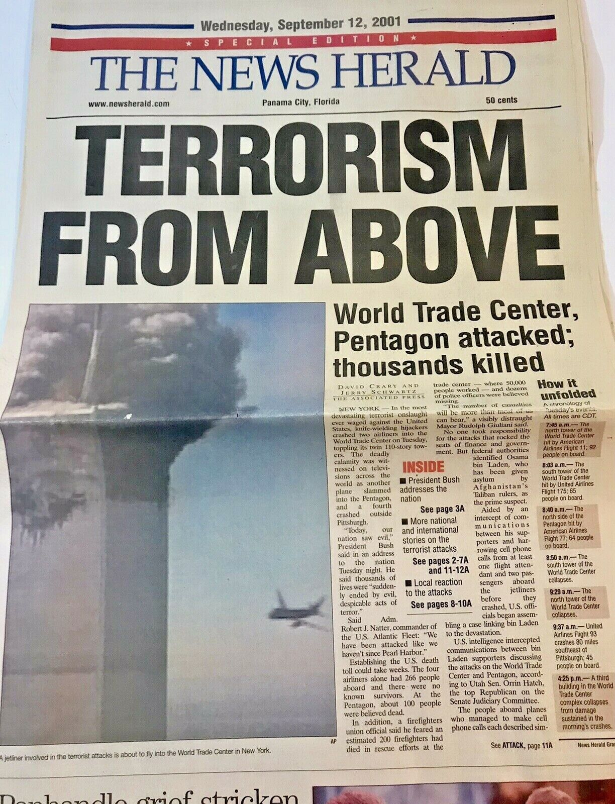 The News Herald Wednesday, Sept 12, 2001 Terrorism From The News Herald Wednesday, Sept 12, 2001 Terrorism From