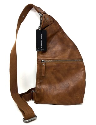 Spikes & and Sparrow Leather Sling Bag ONE SHOULDER BACKPACK Brandy NWT BROWN