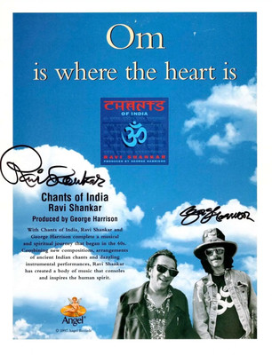 GEORGE HARRISON & Ravi Shankar SIGNED Chants of India PROMO FLYER /EPPERSON COA