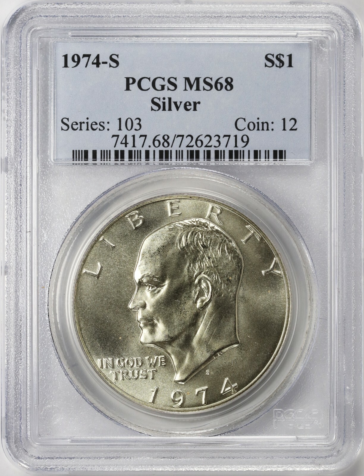1974-S Eisenhower Silver Dollar PCGS MS68 $1 40% Silver BU