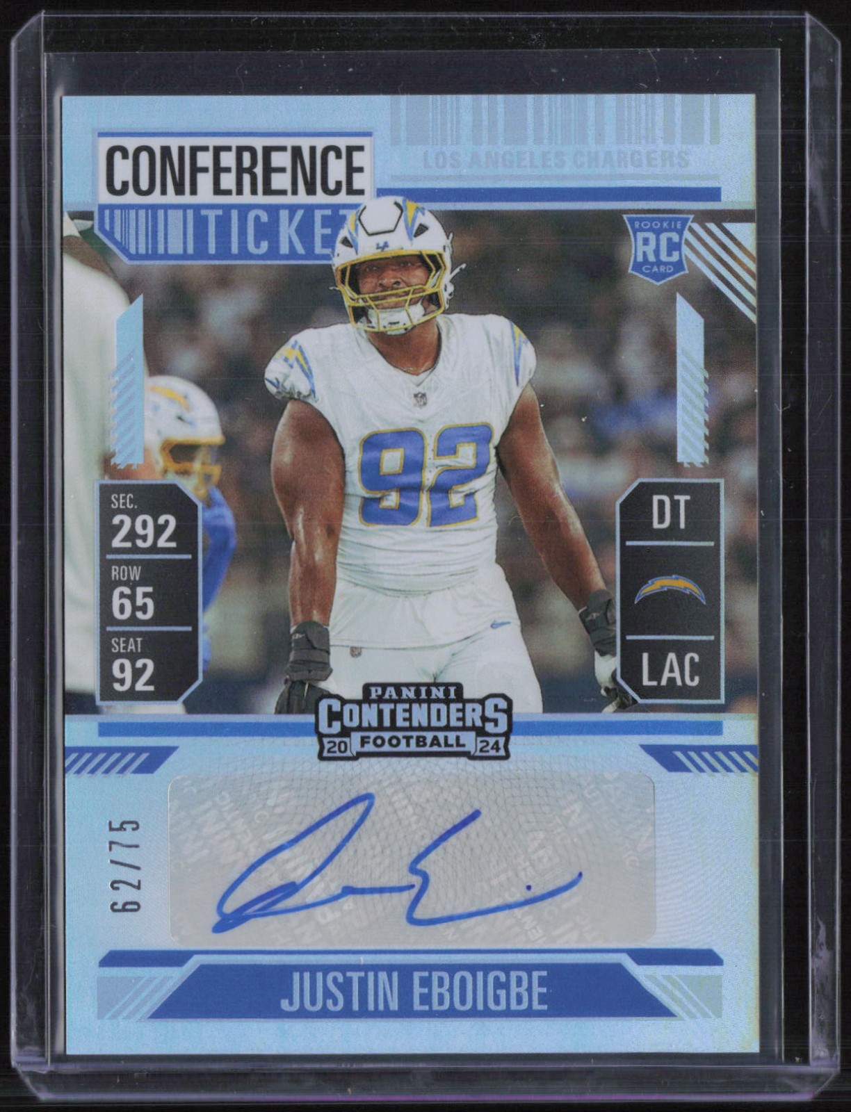 2024 Panini Contenders Conference Ticket #246 Justin Eboigbe 62/75 Auto RC