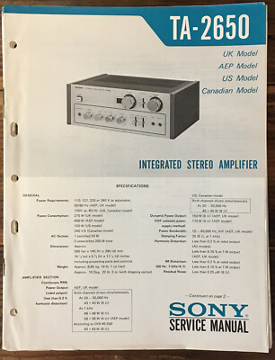 SONY　TA-2650 A leisurely look at the Sony TA-2650 Stereo Integrated