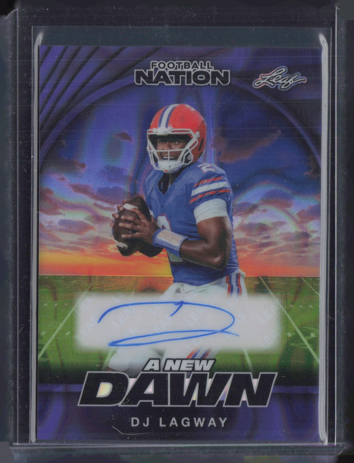2025 Leaf Football Nation A New Dawn Lava Purple DJ Lagway 4/8 Auto Autograph