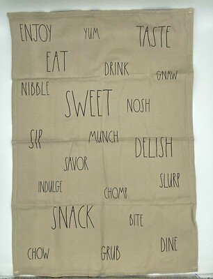 RAE DUNN ~ HTF ~Tan  Kitchen Towel~ EAT SWEET MUNCH...NEW~FREE SHIP~320-132