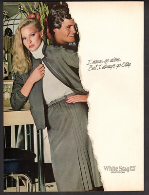 Vintage advertising print Fashion Ad White Stag Never alone but I always go stag