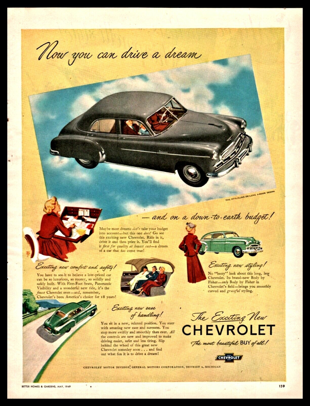 49chevyオーダー 1949 CHEVROLET Styleline Deluxe 4-door Sedan Classic Car AD