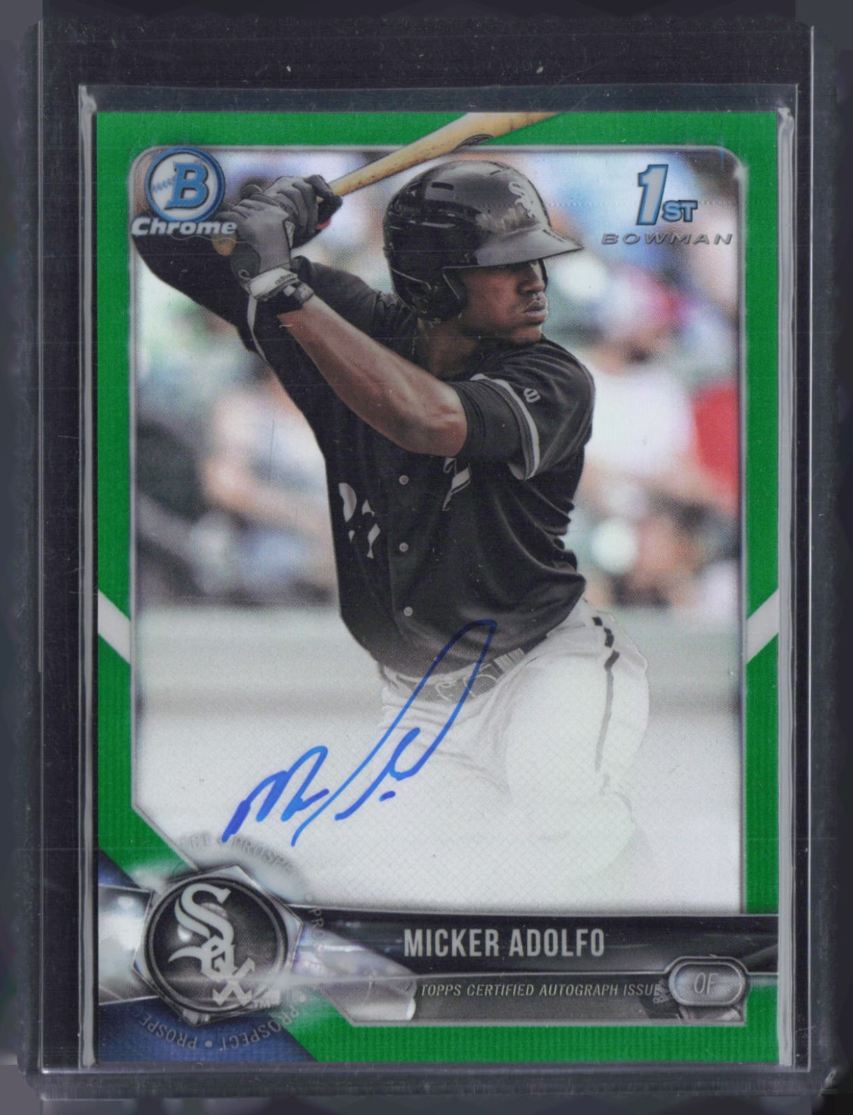 2018 Bowman Chrome Green Refractor Micker Adolfo 87/99 Auto RC Rookie