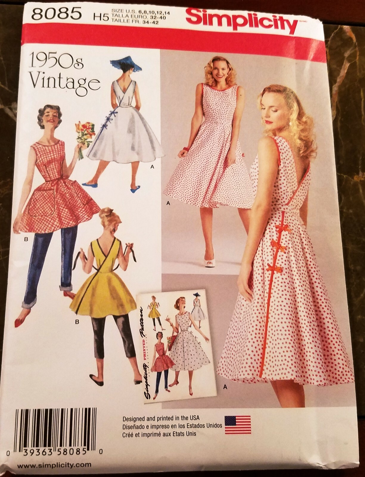 SIMPLICITY 8085 PATTERN 1950's Vintage - MISSES' WRAP DRESS