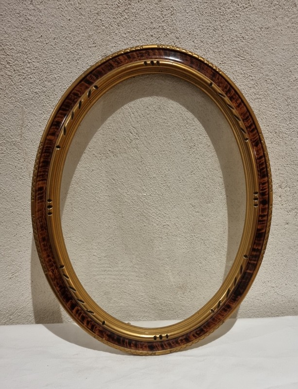 Grand Cadre Anci En Ovale Hauteur 47 X27 Cm/ Vitre/ Parfait éTat / Art DéCo