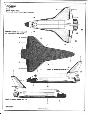 Warbird Space Shuttle Tile Details, Decals 1/144 04  For the Revell Kit