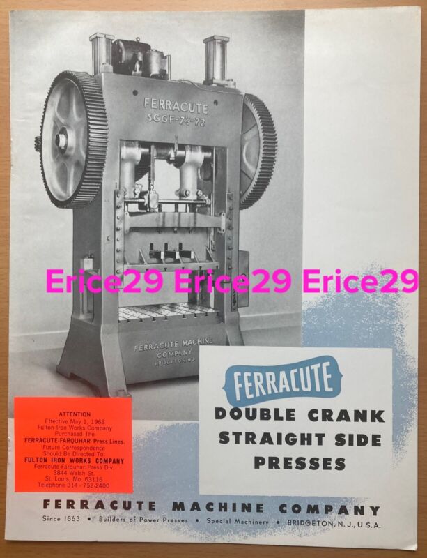 Ferracute Machine Company Double Crank Straight Side Presses Catalog￼