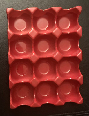 Rachel Ray Red Ceramic Egg Crate Holder Holds 12 Eggs 8 x 6''