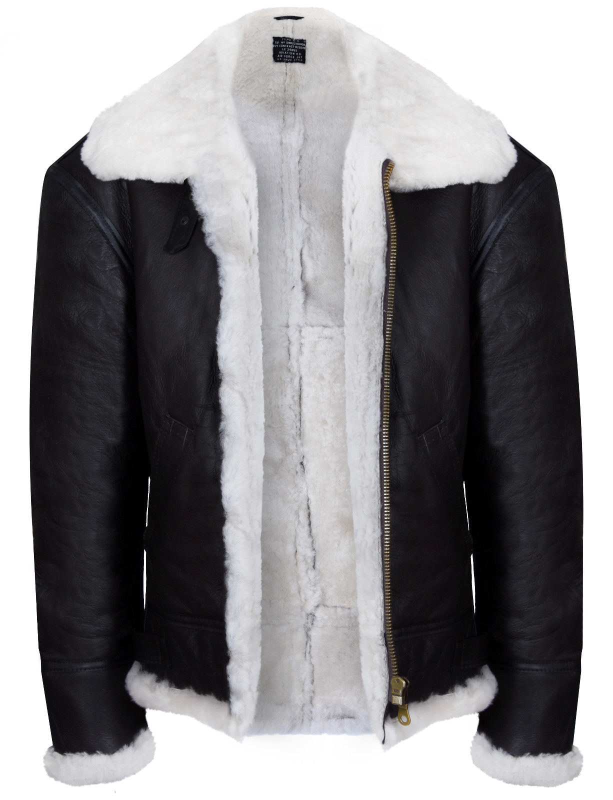 Pre-owned Infinity Men's Brown Pilot B3 Shearling Sheepskin Wwii Bomber Flying Aviator Jacket In Dark Brown With Cream Wool