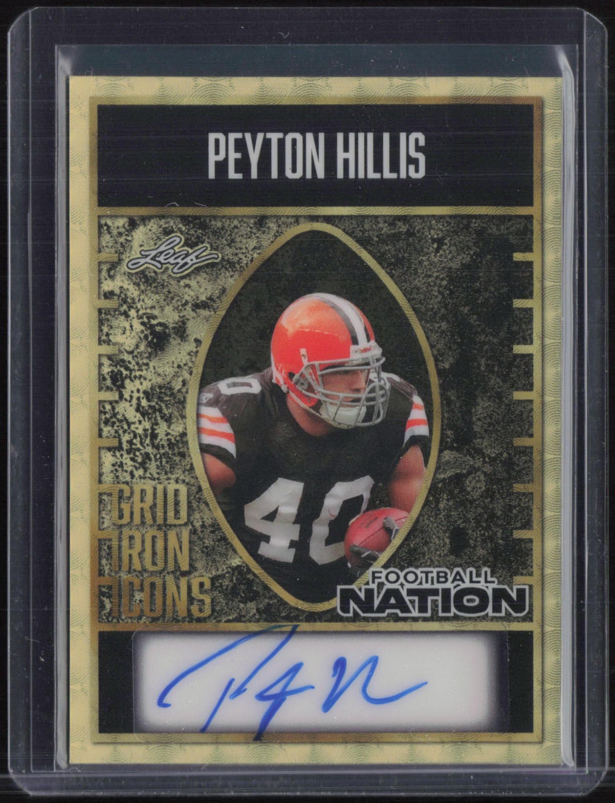 2025 Leaf Football Nation Super Prismatic Gold Peyton Hillis 1/1 Auto