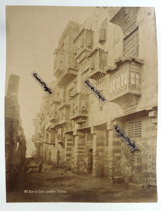 2 Photos Egypte Antonio Beato Porte De Temple Et Rue Du Caire Quartier Touloun