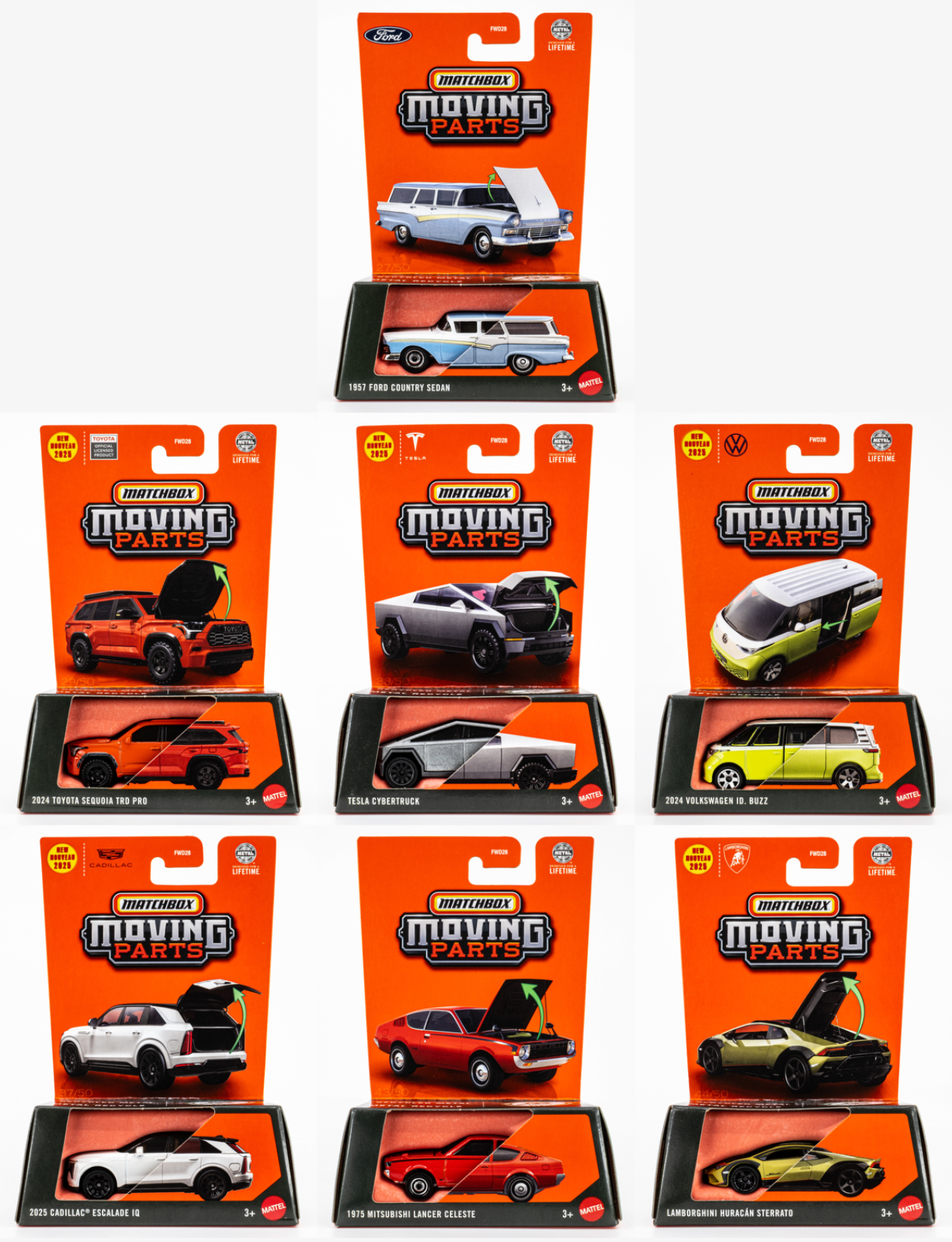 2025 Matchbox Moving Parts Mix 8 | 7-Car Set | Ford | Toyota