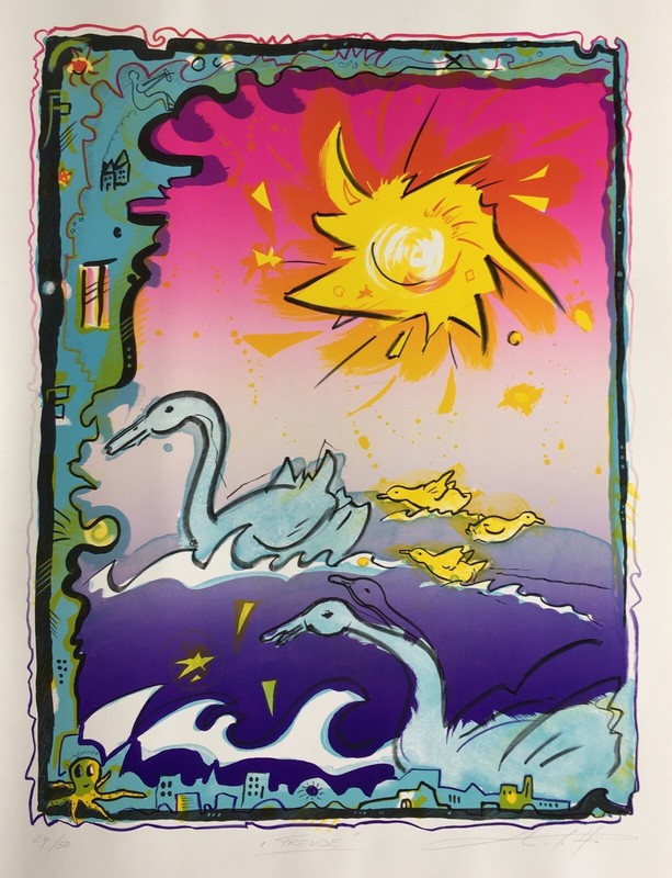 Hugo Nefe, Freude, Litho, Originalgrafik,