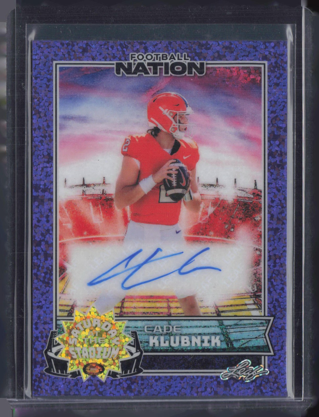 2025 Leaf Football Nation Saturday At The Stadium Sparkle Cade Klubnik 5/8 Auto