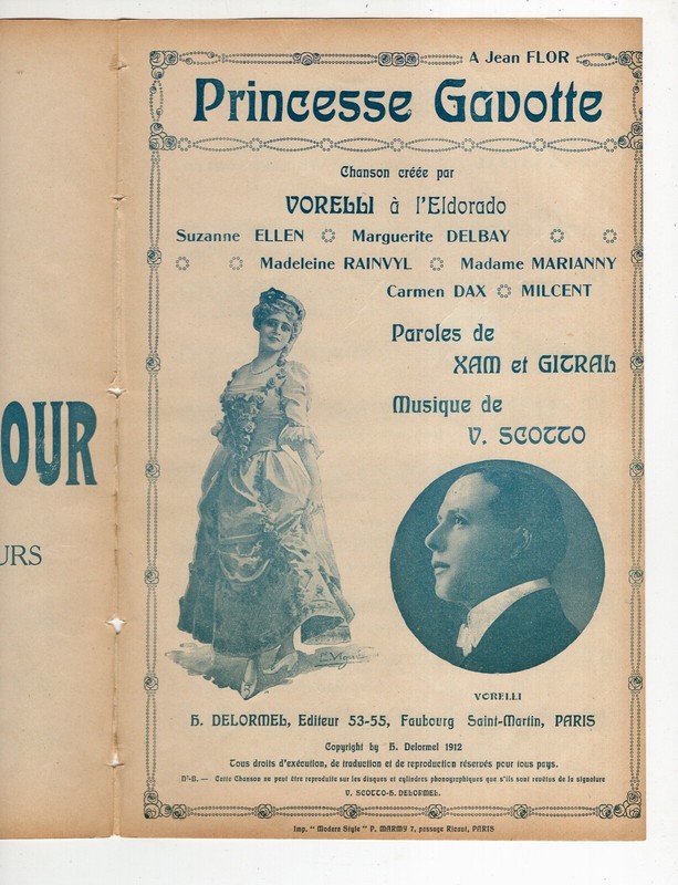 Vorelli Rainvyl Dax Milcent Partition Princesse Gavotte Xam Gitral Scotto 1912