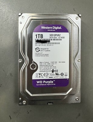 WD Purple 1TB Internal Hard Drive Surveillance HDD 3.5'' SATA III 64MB WD10PURZ