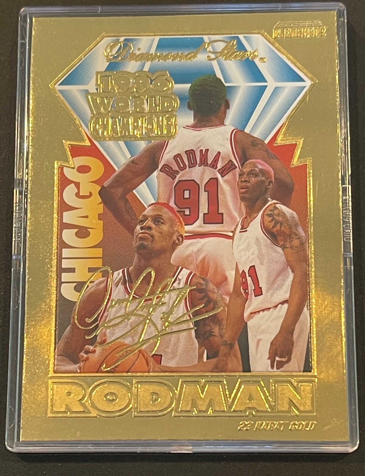 1997-98 Finest Dennis Rodman Gold Embossed Die Cut Refractor