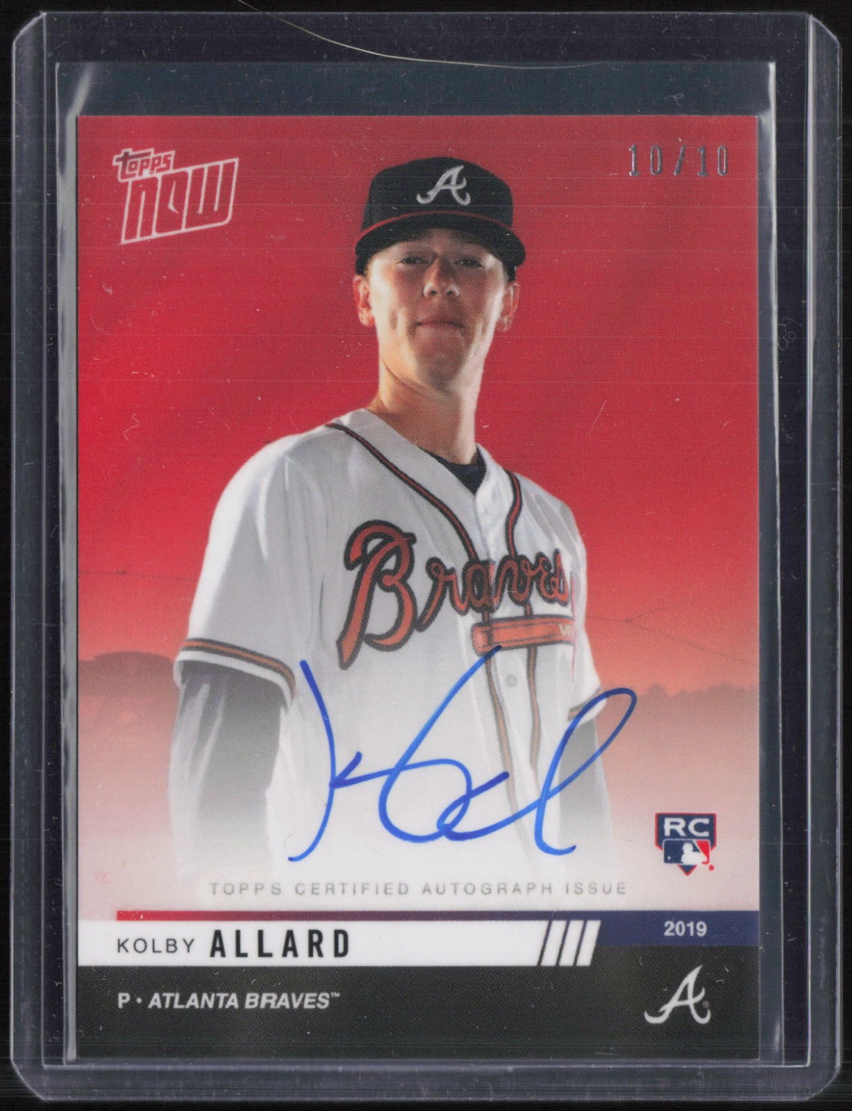 2019 Topps Now Red Kolby Allard 10/10 Auto Autograph RC Rookie