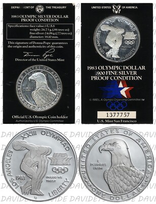 STATI UNITI USA 1983 - DOLLARO ARGENTO - OLIMPIADI DI LOS ANGELES 1984 - PROOF