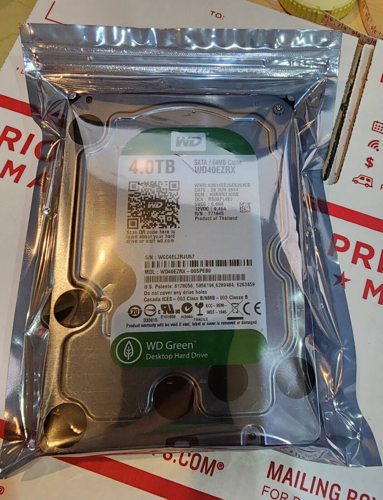 Western Digital Green 4TB 5400RPM SATA 6Gbps 64MB Cache 3.5