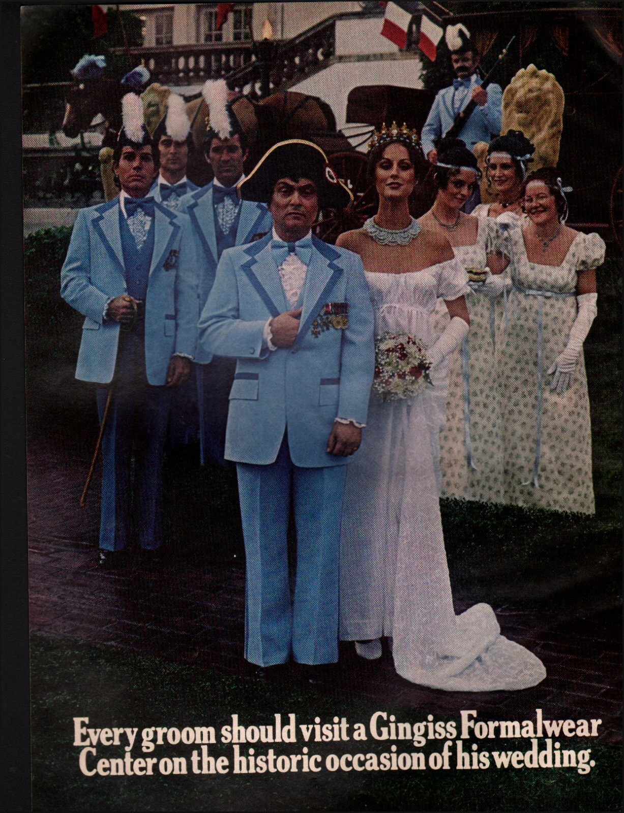 1978 Vintage ad Gingiss Formalwear retro fashion Bridge Blue